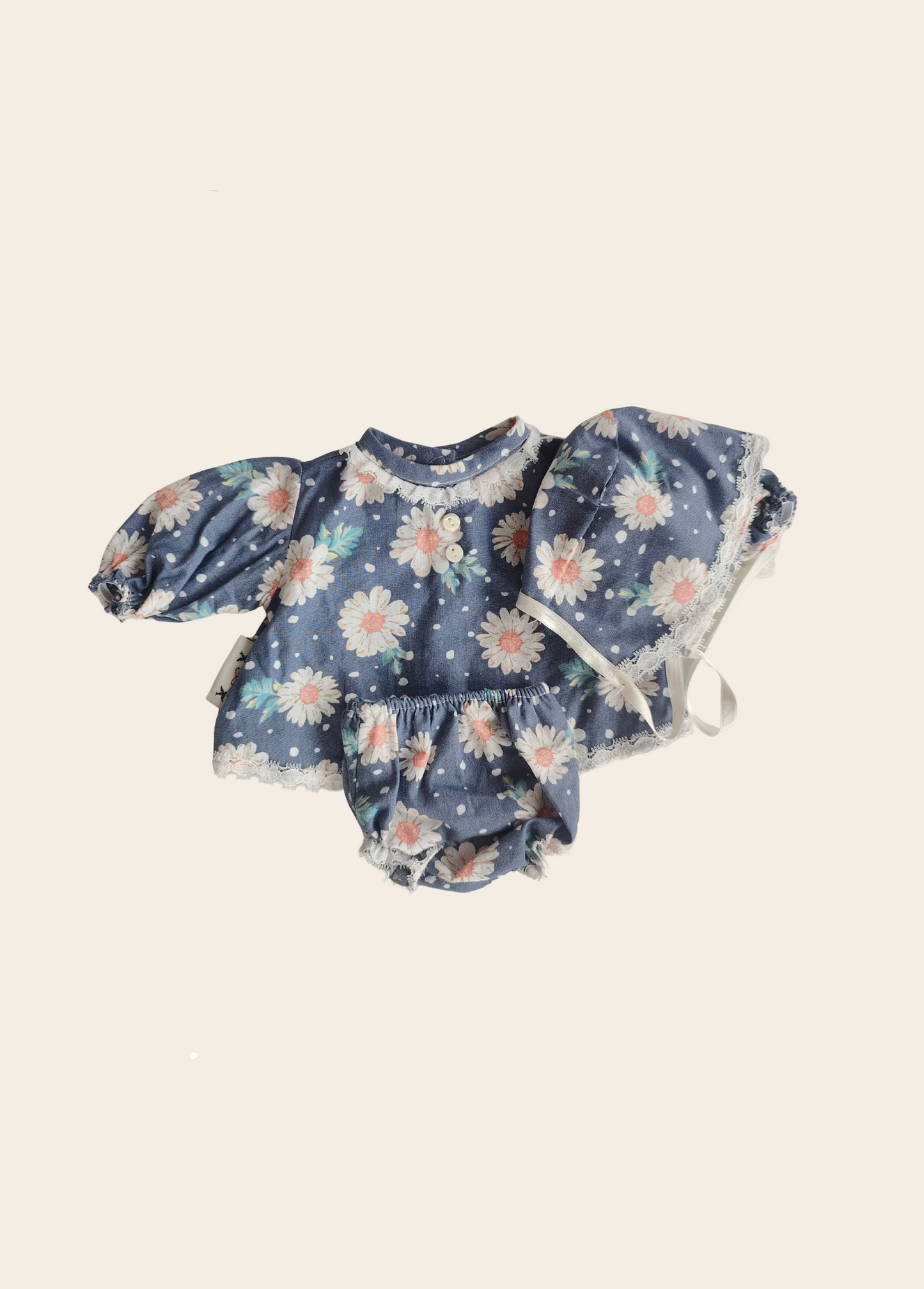 CONJUNTO DE MUÑECA FLORES AZUL