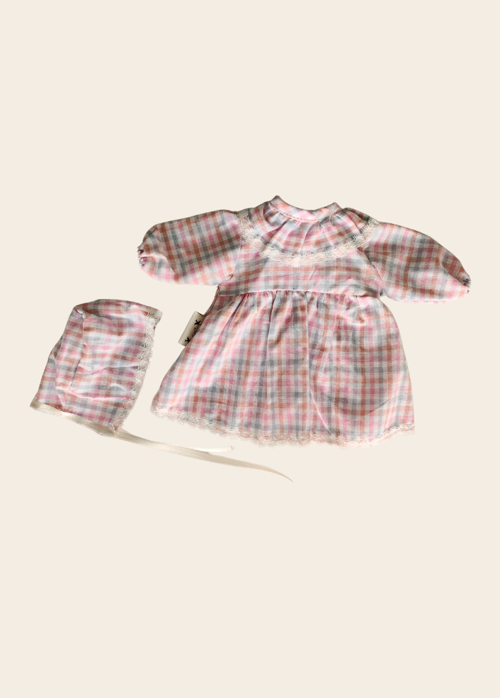 VESTIDO MUÑECA VICHY ROSADO