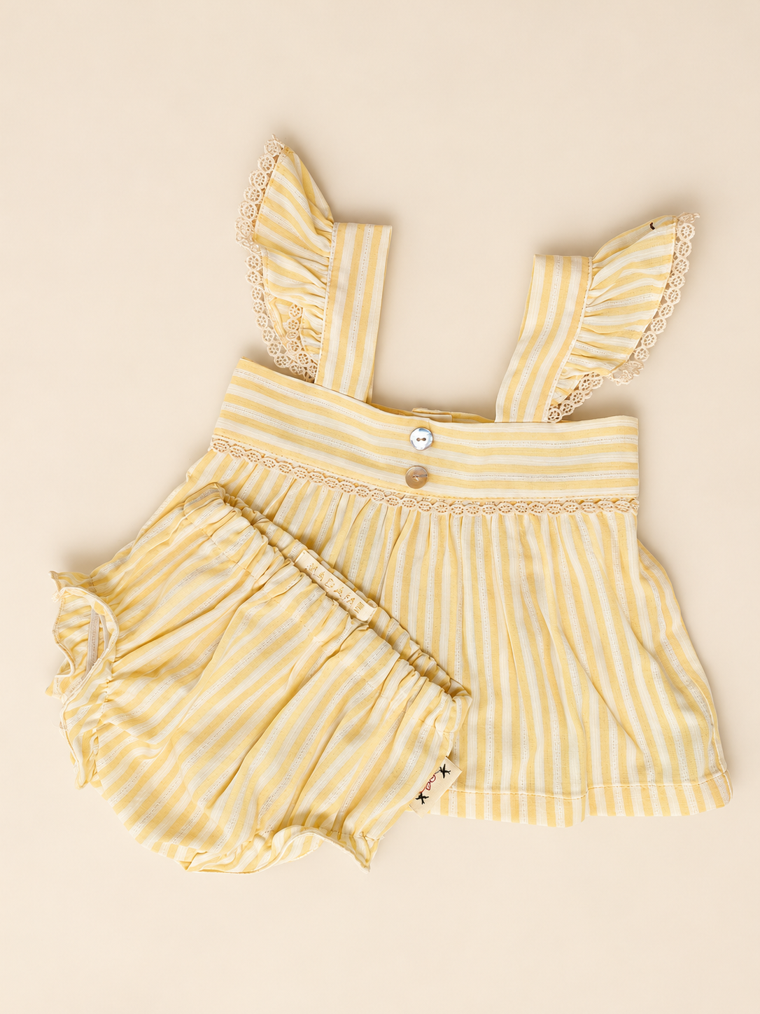 Conjunto Marfil Rayas Amarillas