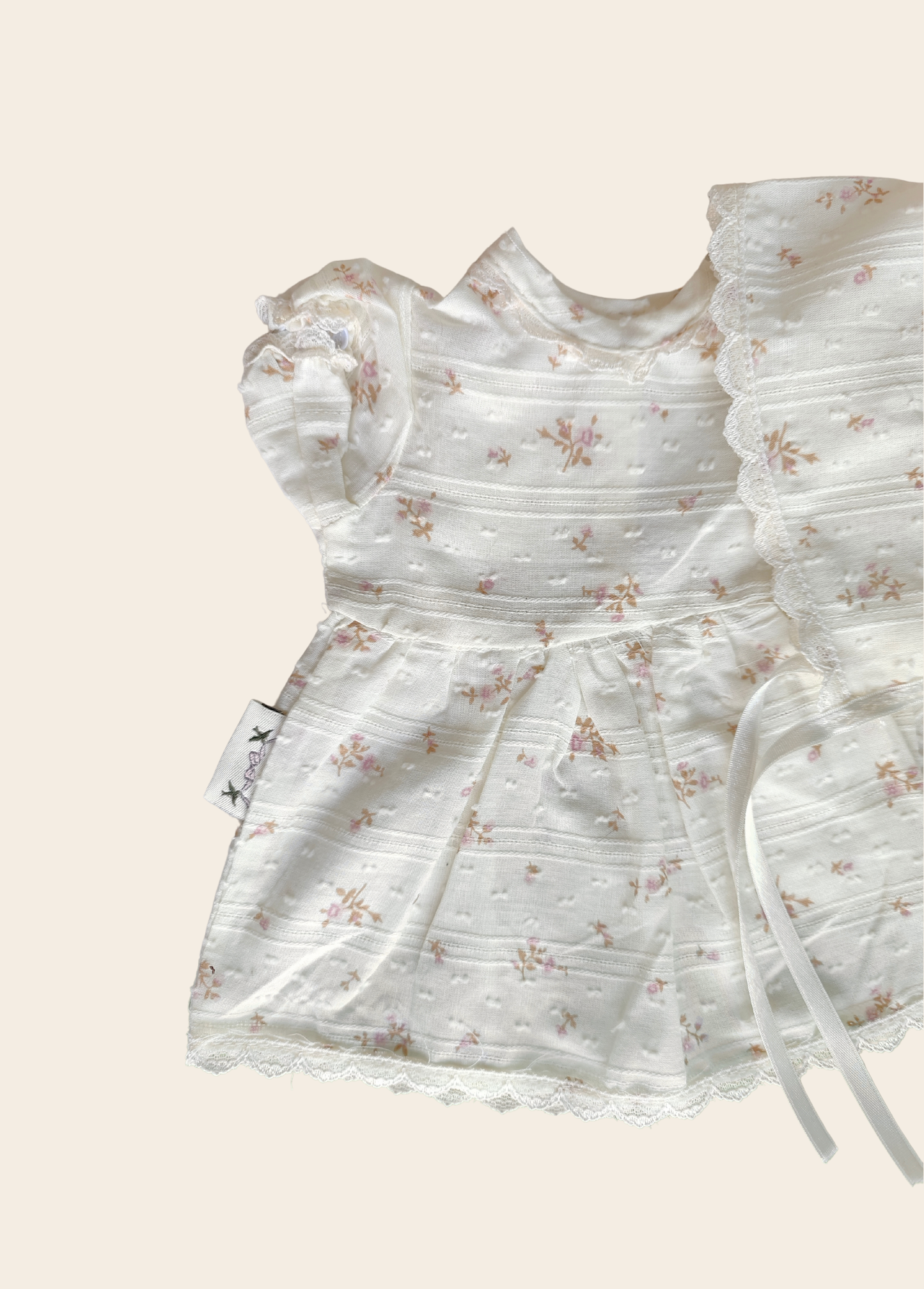Estuche Pañalero Flores Beige