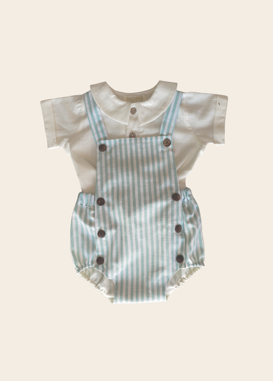 Mameluco Bari Rayas Verde Agua