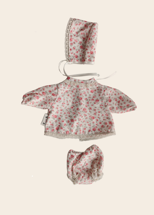 CONJUNTO DE MUÑECA COTELÉ FLORES BEIGE