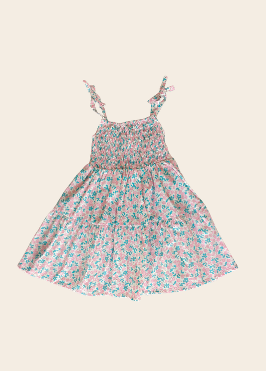 Vestido Tiritas  Flores Rosadas