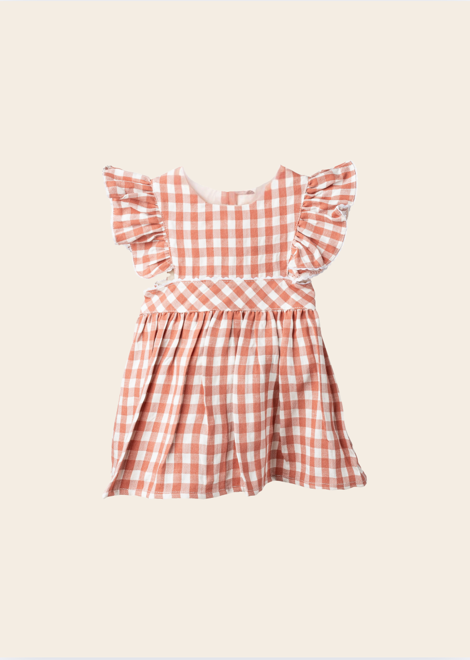 VESTIDO NORUEGA VICHY LADRILLO