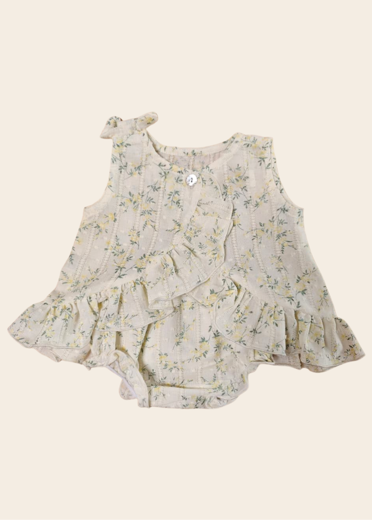 Conjunto Esmeralda Flores Amarillas y Verdes