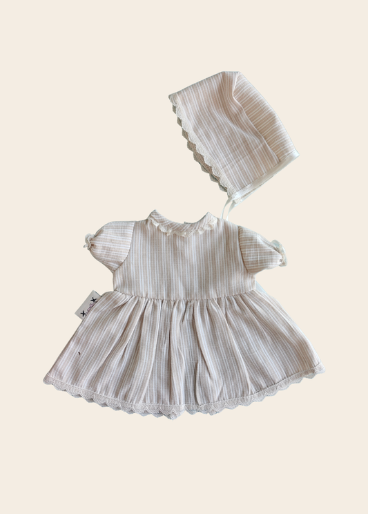 Vestido Muñeca Rayas Beige