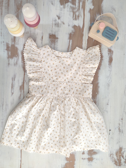 VESTIDO ELENA BEIGE FLORES AMARILLAS